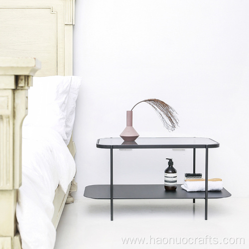 Nordic creative wrought iron double storage table